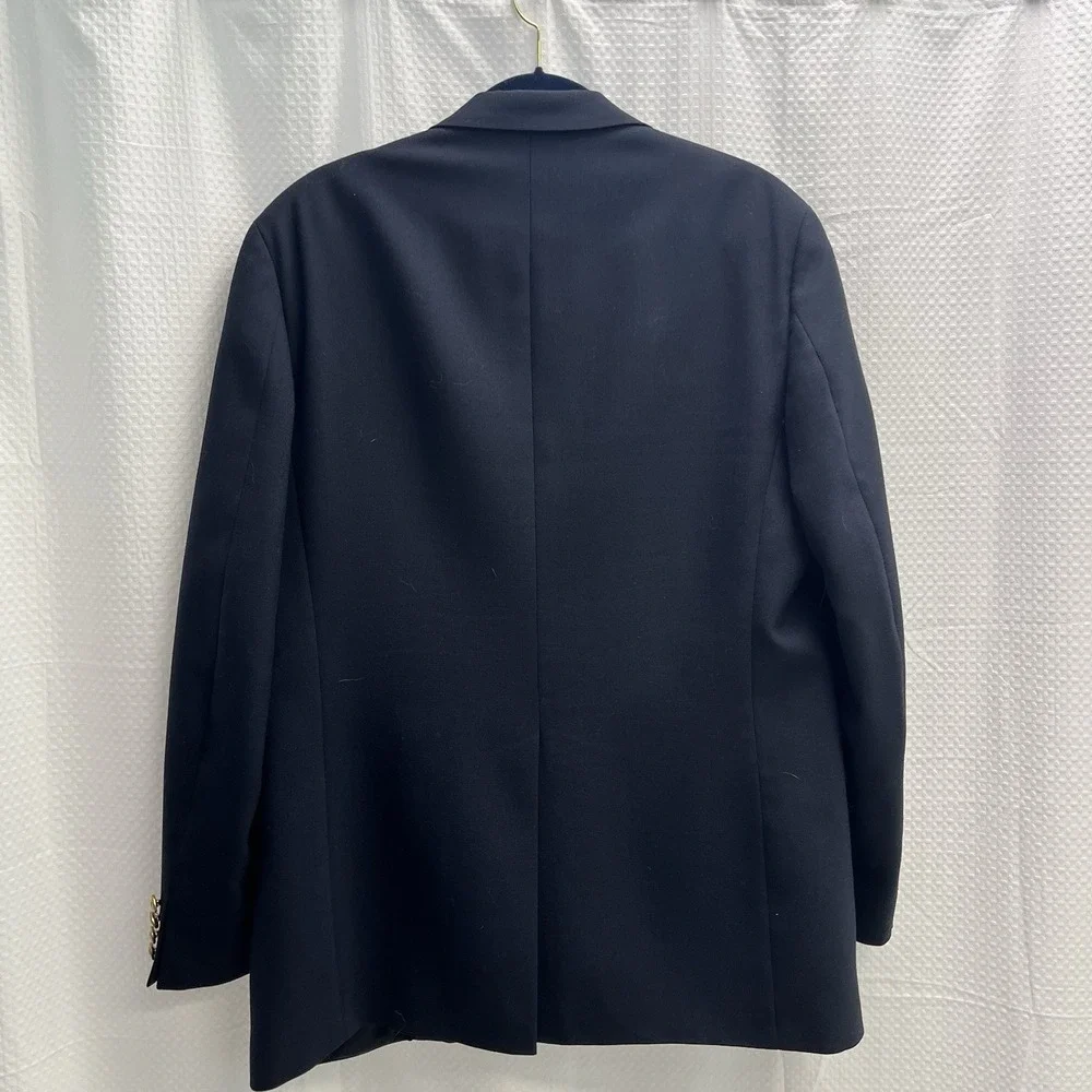 Vtg Ralph Lauren Chaps Blue Wool Blazer Gold Buttons 44R Preppy Country Club